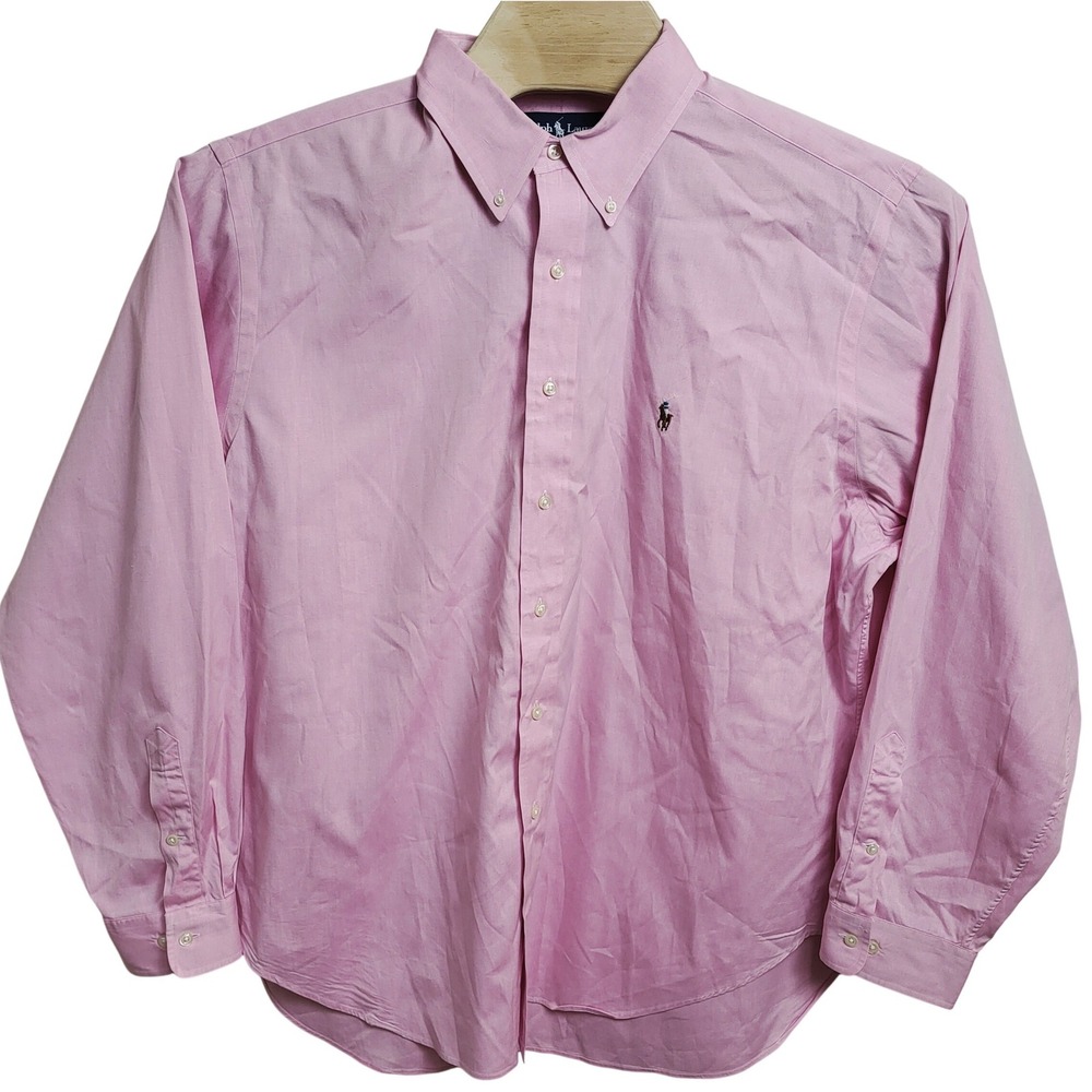 Ralph Lauren Classic Fit 18 36-37 Pink Button Down Shirt Long Sleeve Flesh Pony